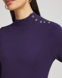Flash Sale Ecovero™ Button Mock Neck Sweater Sweaters
