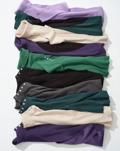 Flash Sale Ecovero™ Button Mock Neck Sweater Sweaters