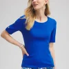 Fashion Elbow Sleeve Cotton Tee Tops