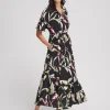 Online Elbow-sleeve Tiered Maxi Dress Dresses