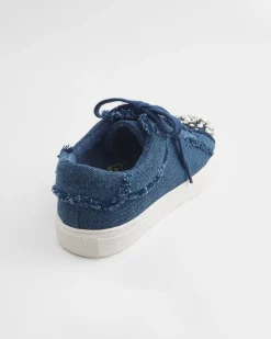 Store Embellished Denim Sneakers Shoes