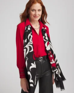 Hot Embellished Floral Scarf Scarves