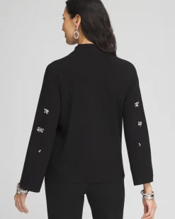 New Embellished Mockneck Pullover Sweater Sweaters