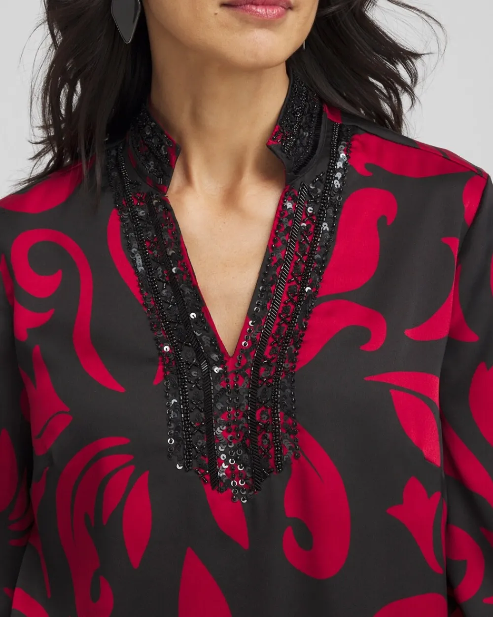 Cheap Embellished Neck Kurta Top Tops
