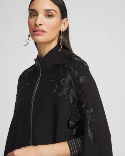 Outlet Embellished Zip Front Cape Ponchos & Ruanas