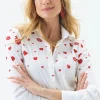 Flash Sale Embroidered Hearts Shirt Tops