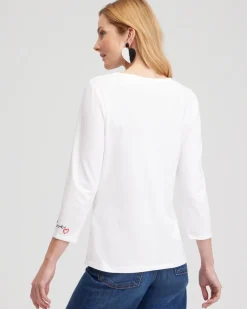 Fashion Embroidered Love Note Tee Tops