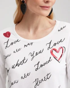 Fashion Embroidered Love Note Tee Tops