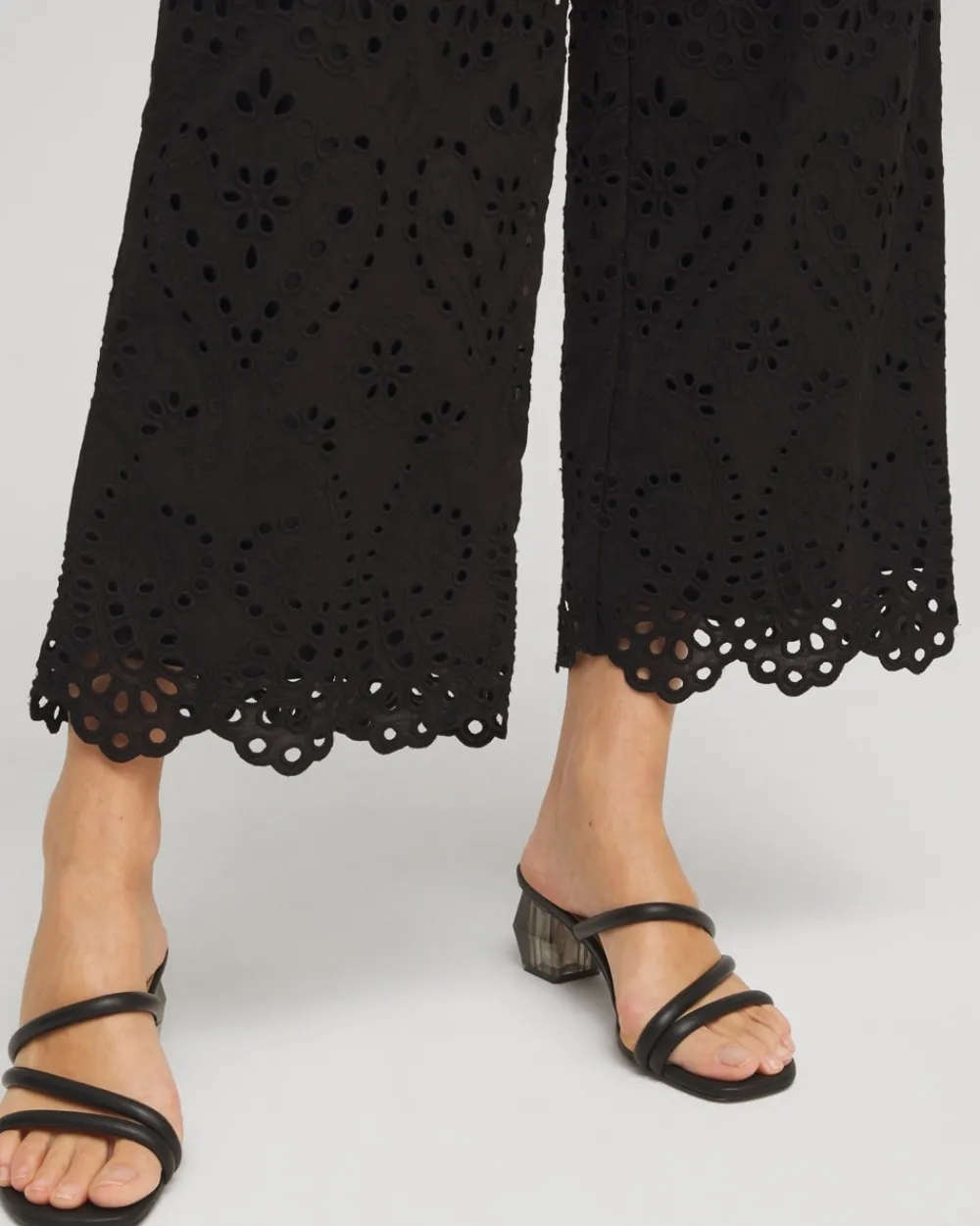Shop Eyelet Lace Cropped Pants Pants