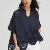 Fashion Eyelet Poncho Tops