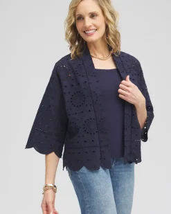 Fashion Eyelet Short Kimono Tops