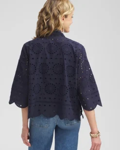Fashion Eyelet Short Kimono Tops