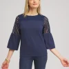 Hot Faux Denim Lace Mix Top Tops