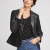 Sale Faux Leather Peplum Blazer Jackets & Coats