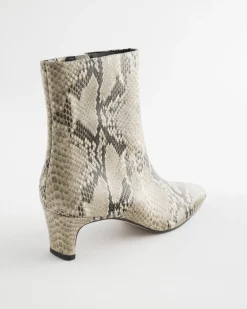 Shop Faux Snakeskin Skinny Heel Ankle Boot Shoes