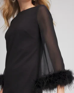 Sale Feather Cuff Sleeve Dress Dresses