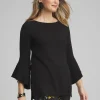 Cheap Flare Sleeve Tunic Tops
