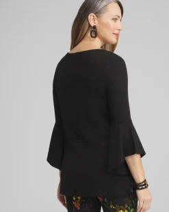 Cheap Flare Sleeve Tunic Tops