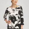 Best Floral 3/4 Sleeve Bateau Neck Tee Tops