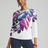 Best Sale Floral 3/4 Sleeve Button Tee Tops