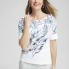 Online Floral Bateau Neck Tee Tops