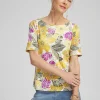 Flash Sale Floral Bateau Neck Tee Tops