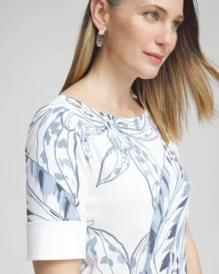 Online Floral Bateau Neck Tee Tops