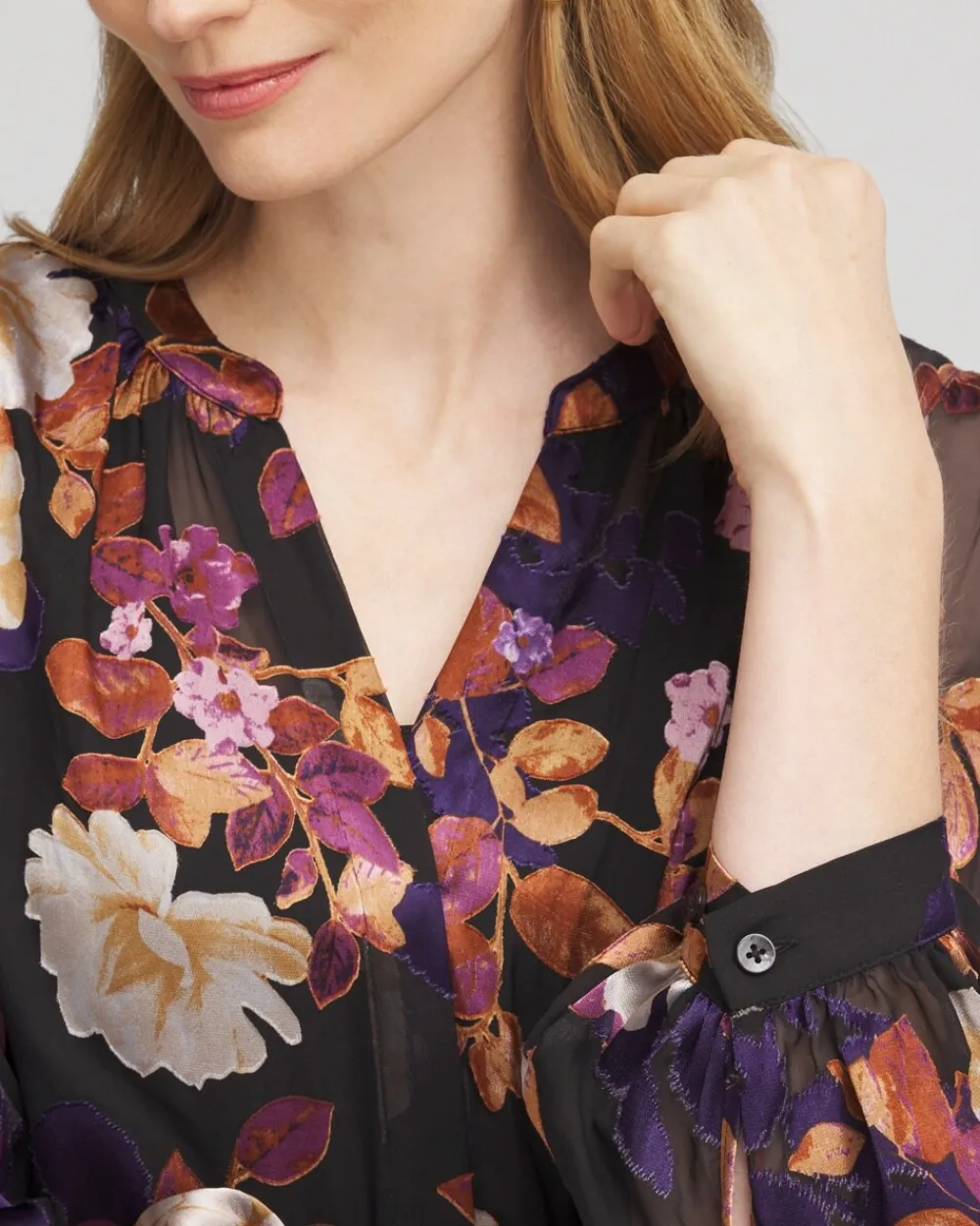 Clearance Floral Burnout Blouse Tops | Blouses & Shirts
