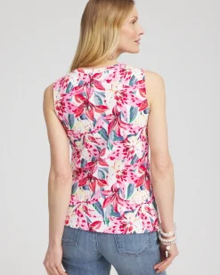 Store Floral Button Detail Tank Tops