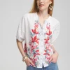 Clearance Floral Dolman Sleeve Cotton Shirt Tops