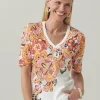Best Floral Elbow Sleeve A-line Tee Tops