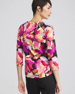 Cheap Floral Everyday 3/4 Sleeve Tee Tops