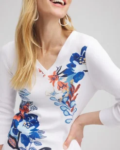 Store Floral Everyday 3/4 Sleeve Tee Tops