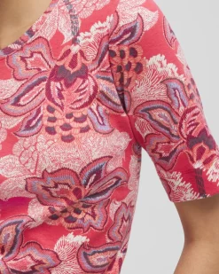 Sale Floral Everyday Elbow Sleeve Tee Tops