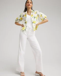 Store Floral Eyelet Shirt Tops
