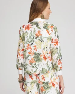 Store Floral Eyelet Shirt Tops