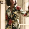 Clearance Floral Faux Silk Shirt Tops