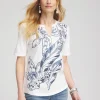 Best Sale Floral Notch Neck Tee Tops