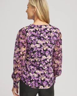 New Floral Organza Sleeve Top Tops