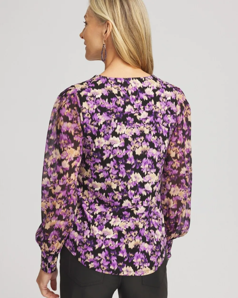 New Floral Organza Sleeve Top Tops