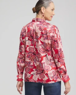 New Floral Pleated Blouse Tops