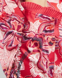 New Floral Pleated Blouse Tops