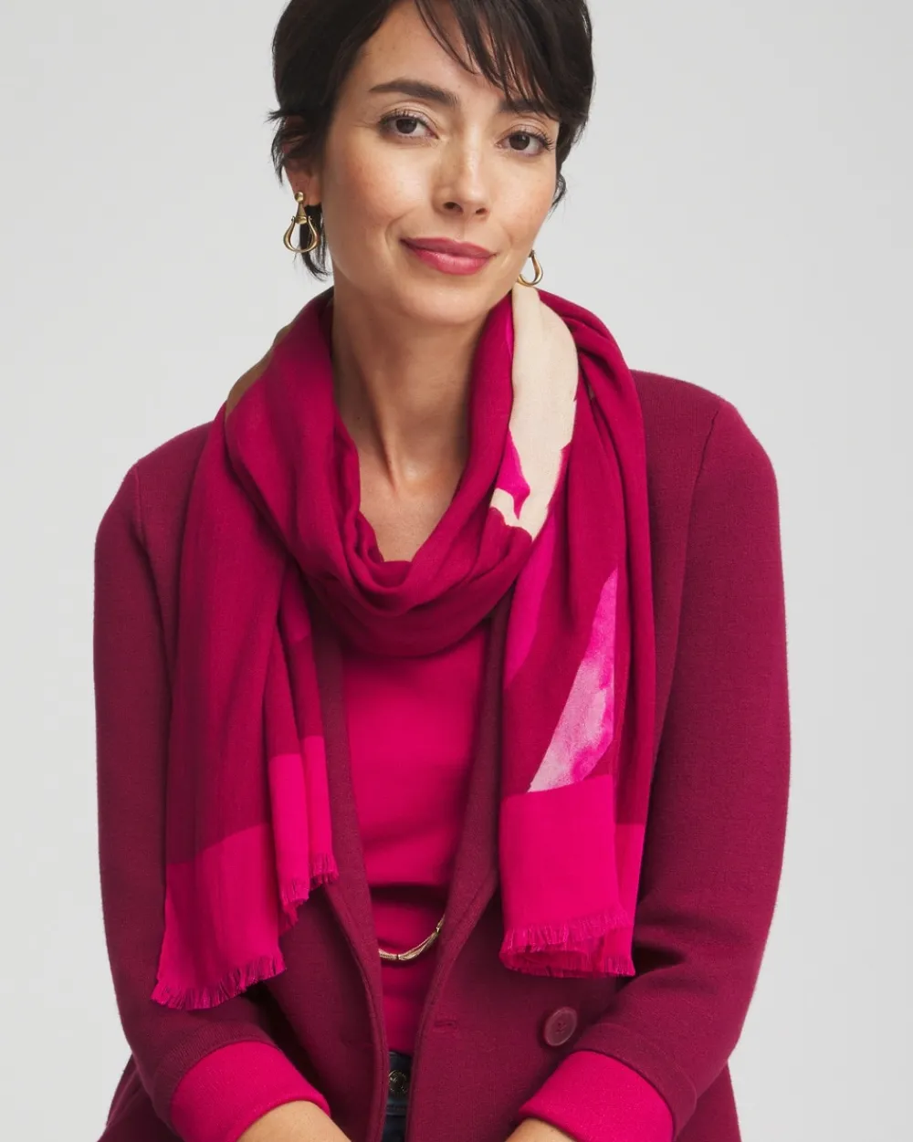 Clearance Floral Print Oblong Scarf Scarves
