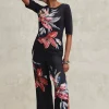 Outlet Floral Print Soft Cropped Pants Pants