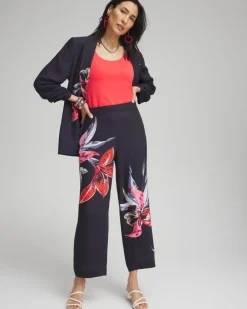Outlet Floral Print Soft Cropped Pants Pants