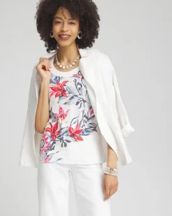 Sale Floral Scoop Neck Tee Tops