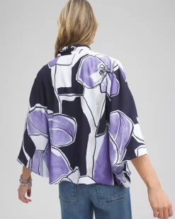 Online Floral Surplice Poncho Tops