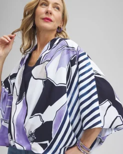 Online Floral Surplice Poncho Tops