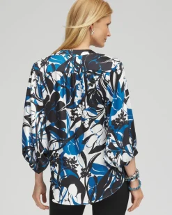 Store Floral Tie-Front Blouse Tops