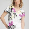 Hot Floral Tuck Detail Tee Tops